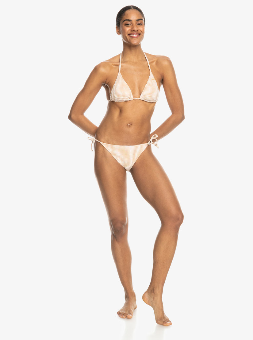 Gingham Tiki Triangle Bikini Top - Porcini