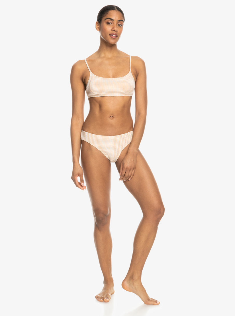 Gingham Bralette Bikini Top - Porcini