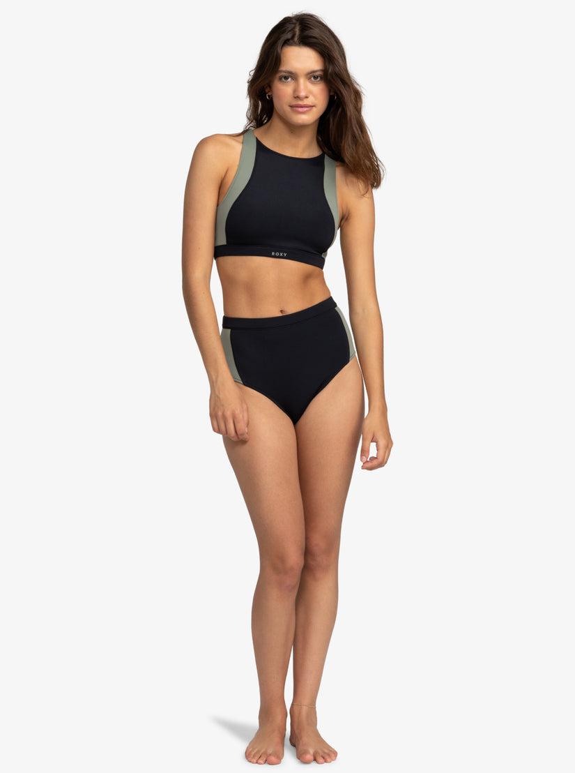 Roxy Pro Wave Crop Top Bikini Top - Anthracite