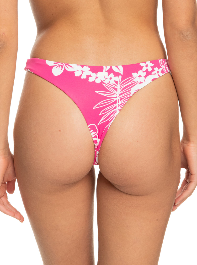 Printed Beach Classics Skimpy Bikini Bottoms - Shocking Pink Hello Aloha