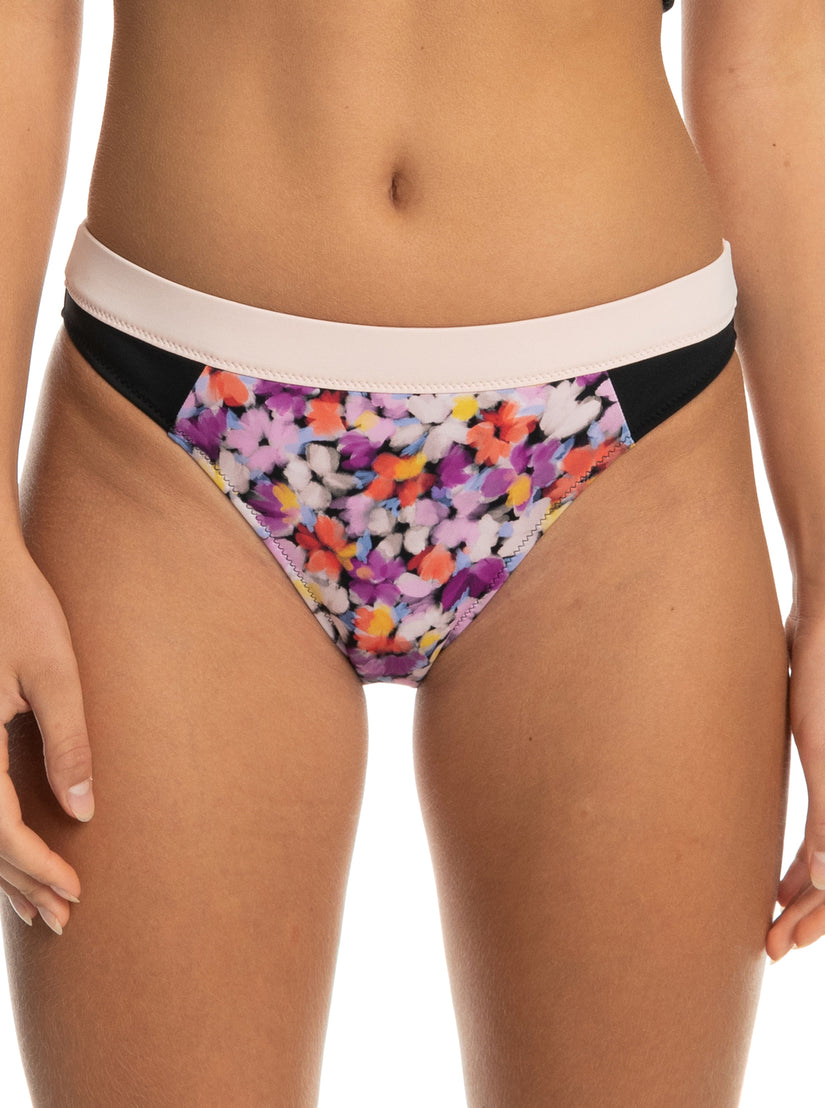 Roxy Active Bikini Bottoms - Anthracite Swim Blooms