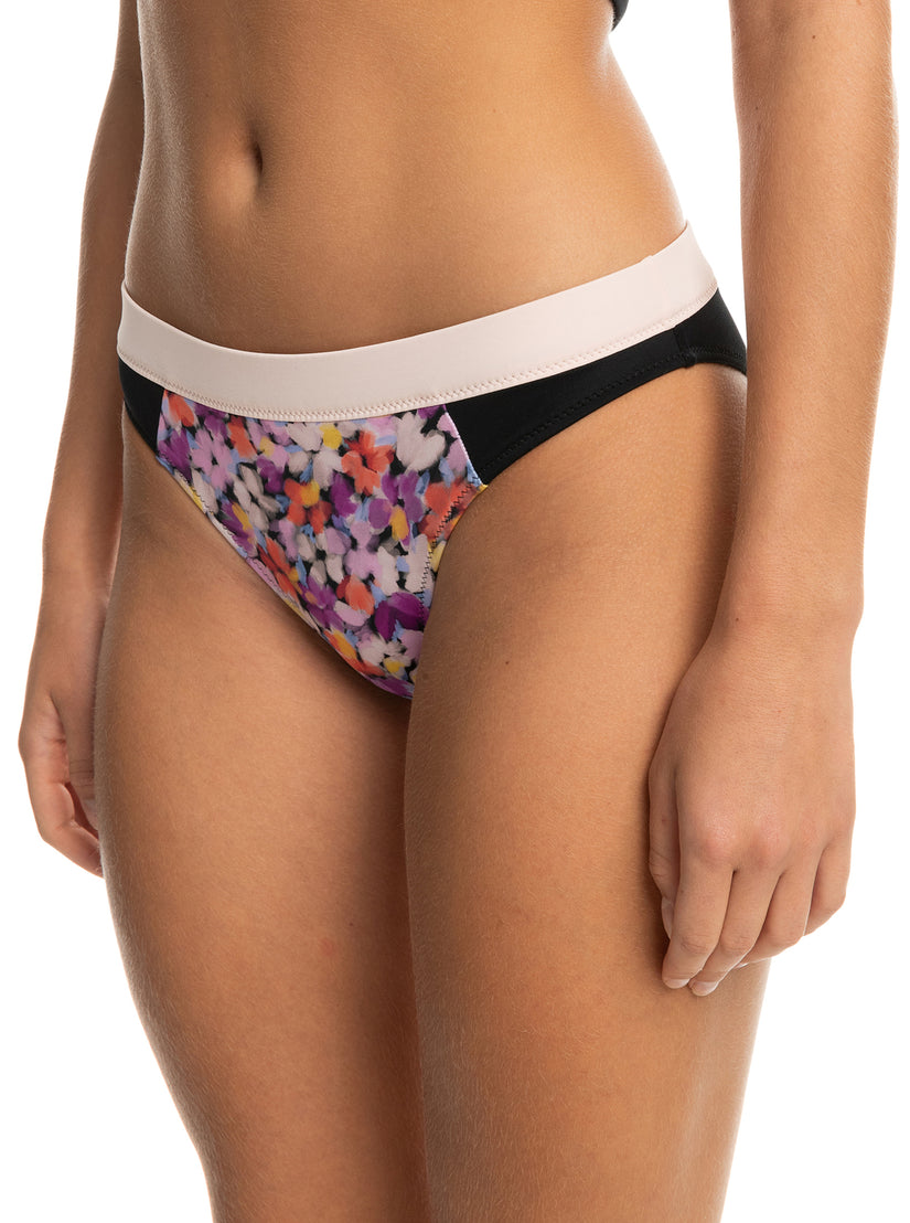 Roxy Active Bikini Bottoms - Anthracite Swim Blooms