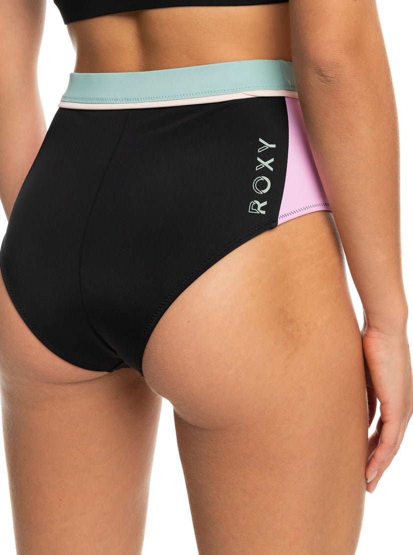 Roxy Active High Waist Bikini Bottoms - Anthracite