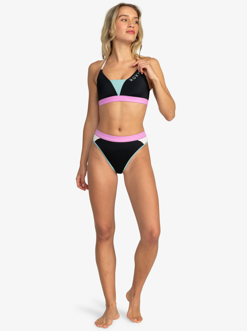 Roxy Active Mid Waist Bikini Bottoms - Anthracite