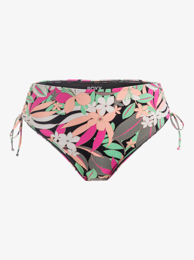 Printed Beach Classics Moderate Side-Tie Bikini Bottoms - Anthracite Palm Song S