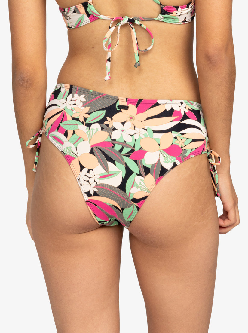 Printed Beach Classics Moderate Side-Tie Bikini Bottoms - Anthracite Palm Song S