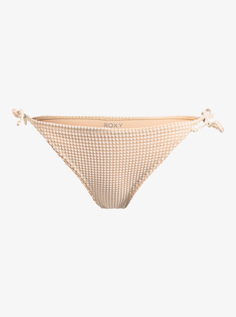 Gingham Tie Side Cheeky Bikini Bottoms - Porcini