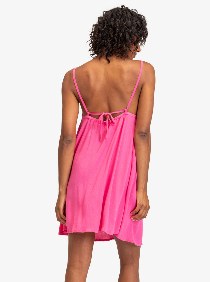 Spring Adventure Solid Dress - Shocking Pink