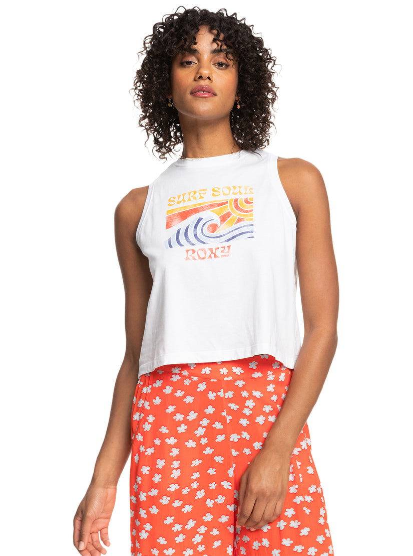 Moonlight Serenade Cropped Tank Top - Bright White