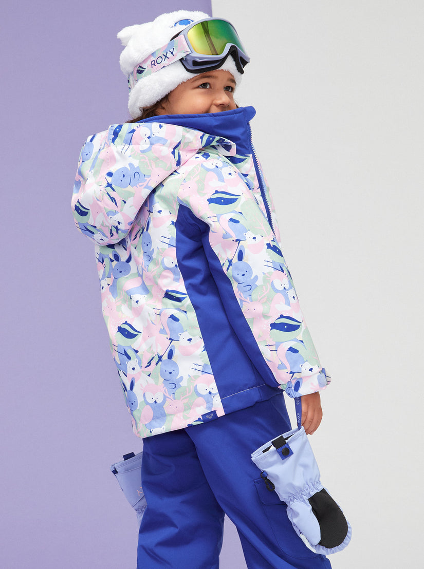 Girls 2-7 Snowy Tale Technical Snow Jacket - Bright White Mountains Locals