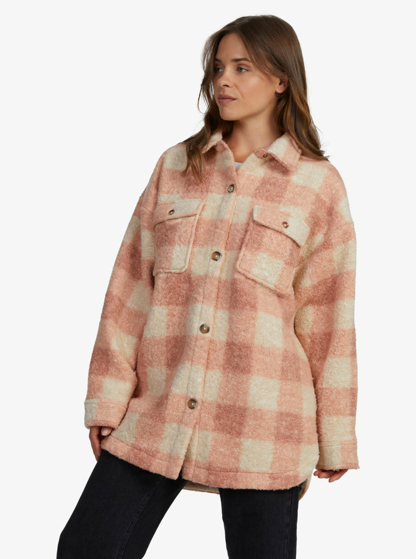 Over And Above Zip-Up Fleece - Paradiso Plaid Cafe Creme