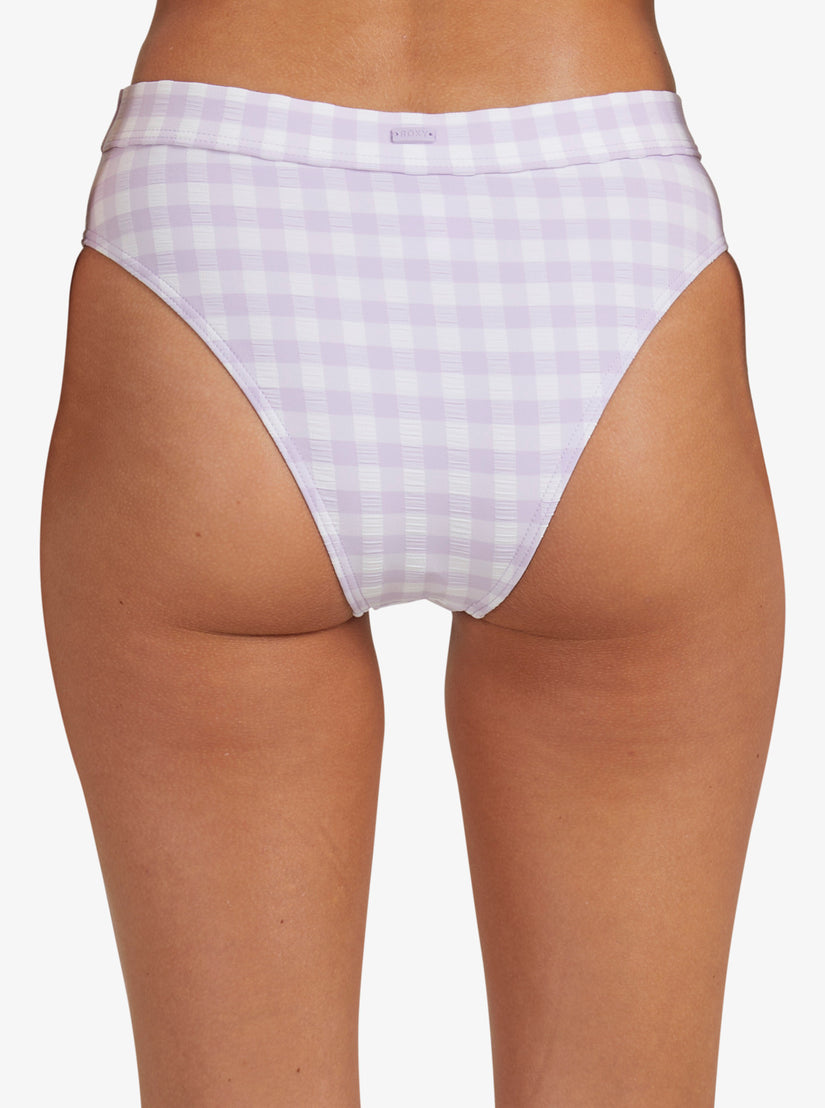 Heart The Check Moderate Coverage Bikini Bottoms - Castle Gingham Lg Pastel Lilac