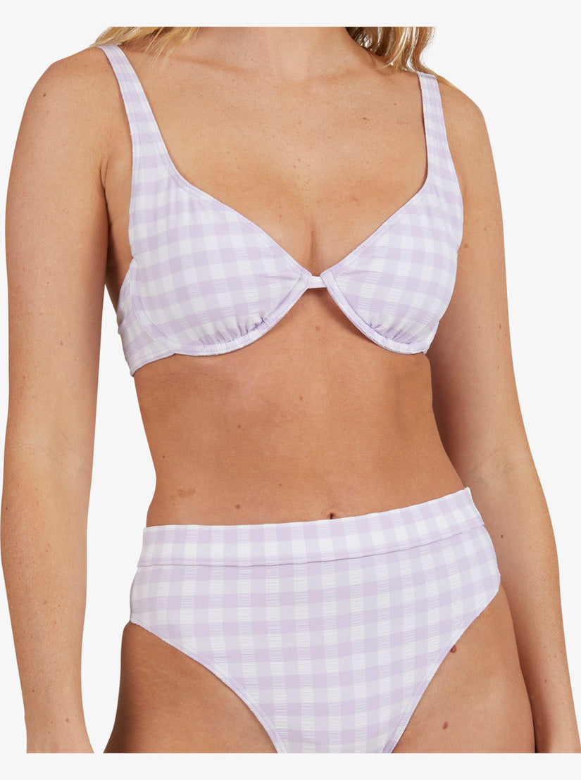 Heart The Check Moderate Coverage Bikini Bottoms - Castle Gingham Lg Pastel Lilac